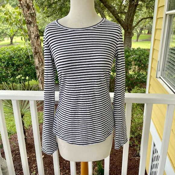 Frame Striped Long Bell Sleeve Tee - Picture 1 of 5